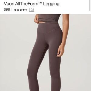 Vuori AllTheForm™ High-Waisted Leggings in Brown